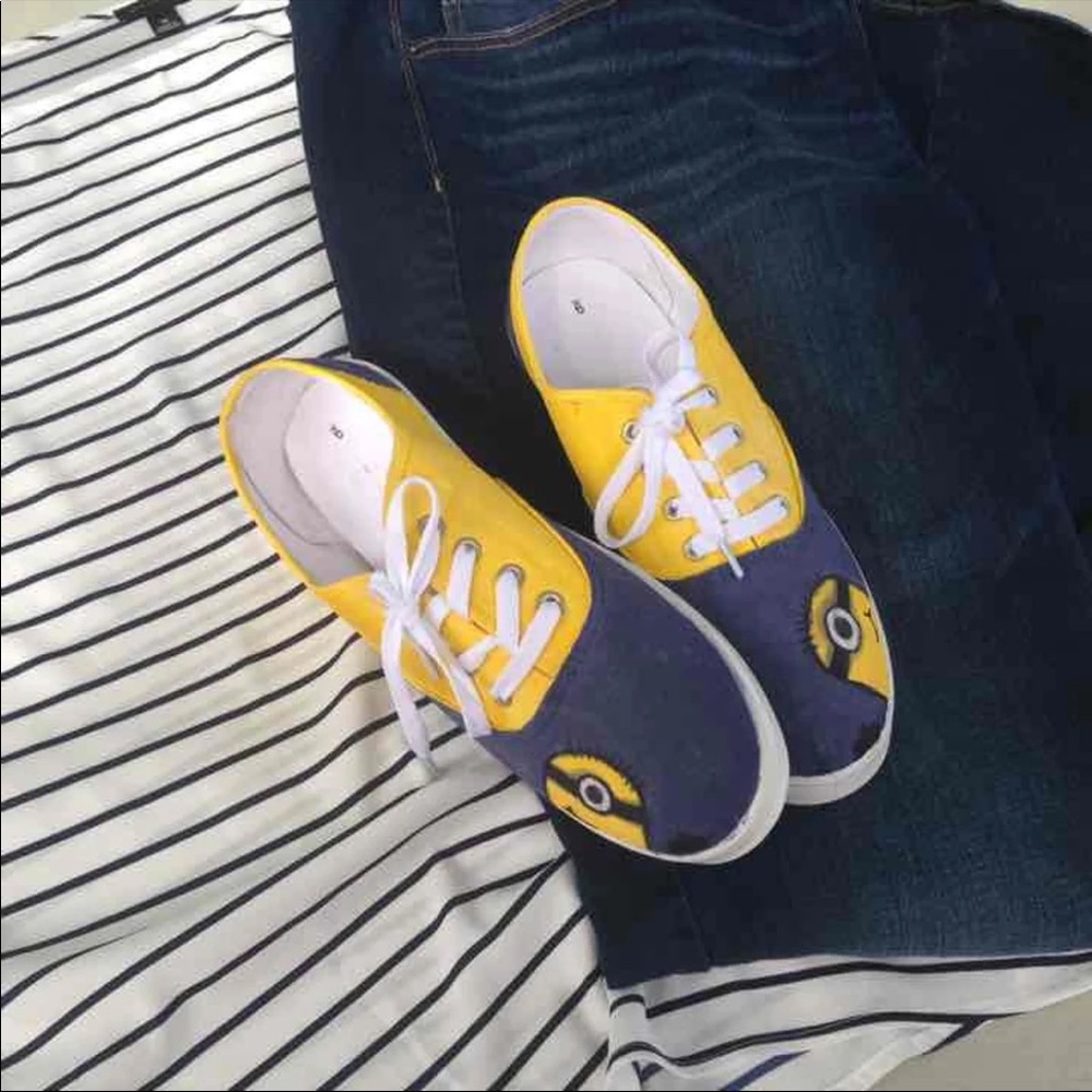 Hand painted size 9 Minions sneakers
